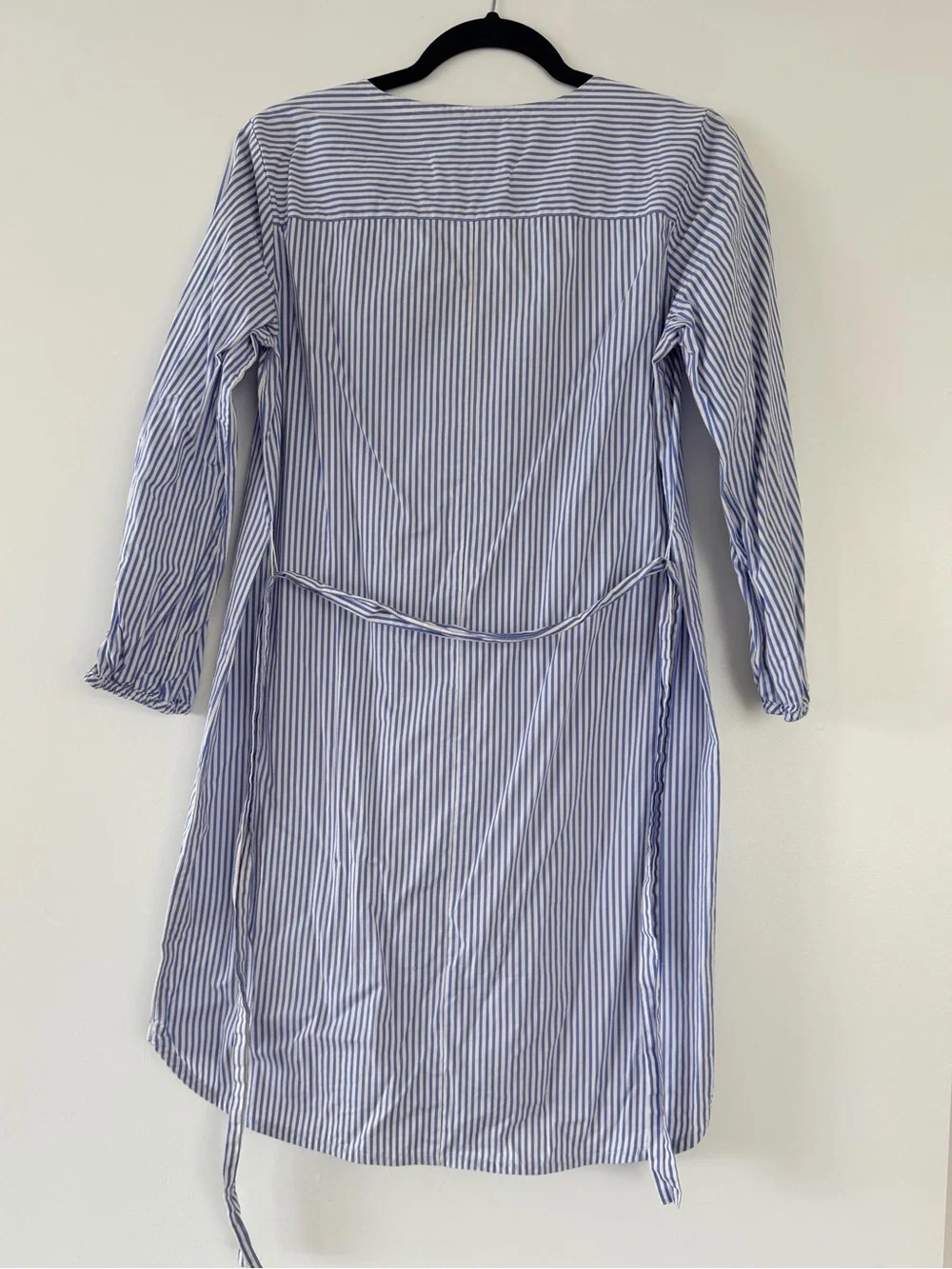 J. Crew Blue and White Striped Poplin Dress